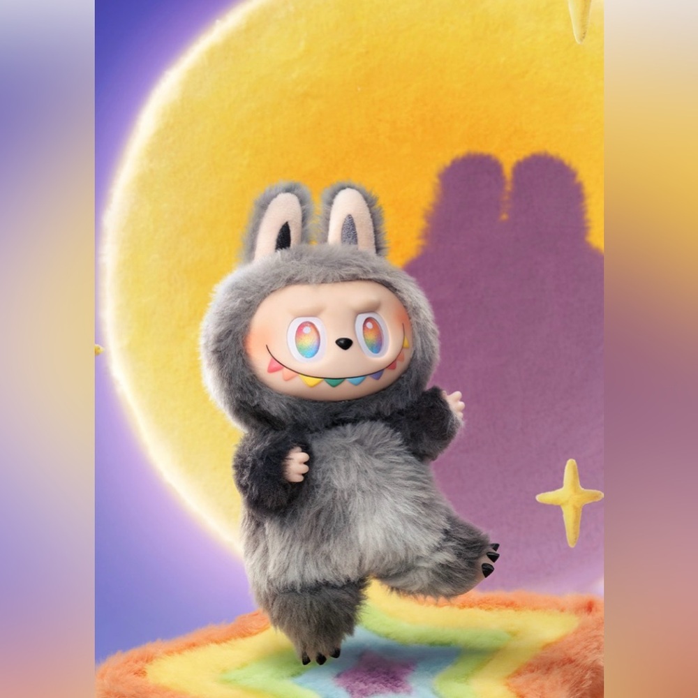 Labubu The Monsters BIG INTO ENERGY SECRET! ID (gray/rainbow)  Plush Pendant